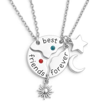 Imagem de Colar da Amizade Best Friends Melhores Amigas Com Berloques Lua Estrela Sol 3 Peças