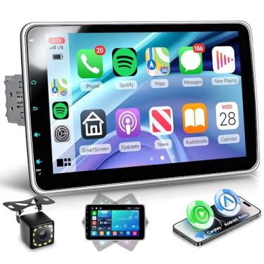 Imagem de Orderich Estéreo para carro de Din único com A-pple sem fio Carplay Android Auto You-Tube, tela sensível ao toque IPS de 10 polegadas, rádio veicular 1 Din com câmera de reserva, receptor de áudio