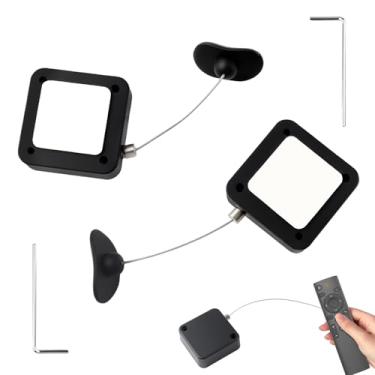 Imagem de 2 cabos de controle remoto retráteis, 2 m, suporte remoto ajustável, correia remota para TV, trava de segurança com força de tração com fecho de comprimento de correia para controle remoto de jogos de