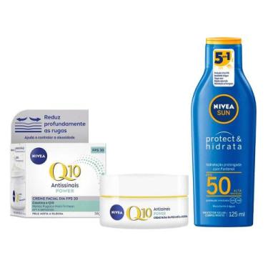 Imagem de NIVEA Kit - Protetor Solar FPS50 + Creme Facial Antissinais Q10 FPS30,