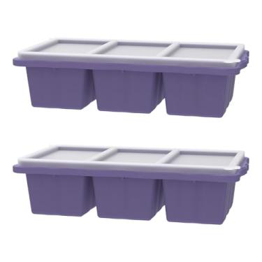 Imagem de 2 bandejas de silicone para congelador com tampa, 1 xícara/250 ml, resistente a baixas e altas temperaturas, 3 xícaras, cubos de sopa, recipiente para congelador de alimentos, pode ser lavado na