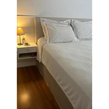 Imagem de Cabeceira Estofada Casal 1 Bloco Não é Segredo Linho Cru 140x60