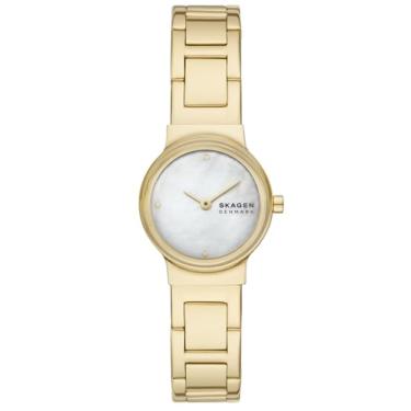 Imagem de Skagen Relógio feminino Freja Lille de aço inoxidável dourado com duas mãos (modelo: SKW3167)