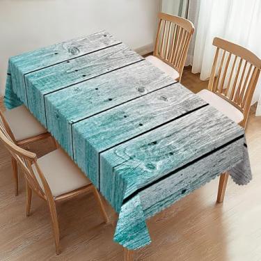 Imagem de ZYPHORIEL Painéis de madeira rústica retangulares toalhas de mesa de madeira country toalha de mesa de jantar de cozinha decorativa para mesas retangulares, toalha de mesa lavável para festa 137 x 182