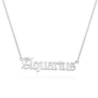 Imagem de Colar feminino com 12 constelações, banhado a prata, pingente de nome de constelação, de aço inoxidável, One size, Metal, Sem Pedra Preciosa