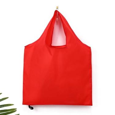 Imagem de Sacola de compras dobrável com estampa de cacto de desenho animado de grande capacidade (46 x 66 cm, vermelha)