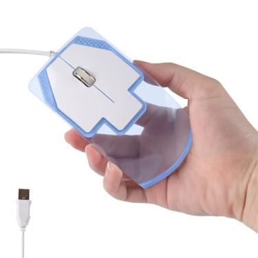 Imagem de KUYHRF Mouse com fio de LED colorido transparente - cliques elegantes e silenciosos e ergonomia confortável para laptops e PCs (branco)