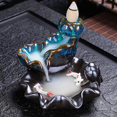 Imagem de Queimador de incenso de refluxo, móveis domésticos criativos, artesanato de cerâmica, ornamentos zen, vista de sândalo de refluxo de Peixes, recompensa transfronteiriça (incenso de cabeça para baixo