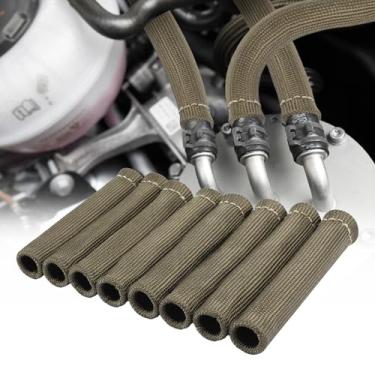 Imagem de Escudo térmico de fio de vela de ignição de titânio, 8 peças de bota de vela de ignição de 2500°, capa de proteção térmica de vela de ignição para SBC BBC 350 454 protetor de bota de plugue de 15 cm