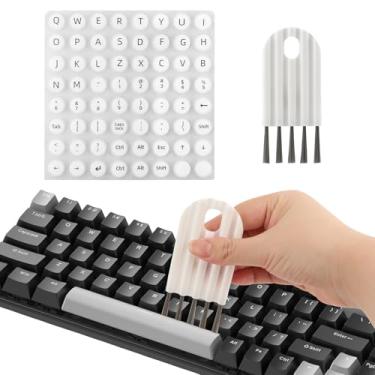 Imagem de Adesivos de teclado elevados para unhas longas com letras, bolhas de teclado de silicone macio para mulheres com escova de limpeza de teclado, adesivos de teclado de unhas longas para desktop