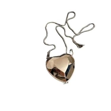 Imagem de Bolsa Feminina Mini de Mão, Metal, Formato de Coração(Prata)