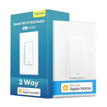Imagem de Interruptor inteligente de 3 vias, o interruptor de luz inteligente meross suporta Apple Homekit, Siri, Alexa, Google Assistant & SmartThings, 2,4 Ghz WIFI interruptor de luz fio neutro necessário, programação de controle remoto, 1 pacote