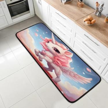 Imagem de 2 x tapete de corredor de 1,8 m, lavável, antiderrapante, tapete de entrada macio, tapetes de cozinha, para corredores, entrada, cozinha, banheiro, lavanderia, quarto, decoração de casa, unicórnio
