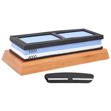 Imagem de Pedra de amolar de dupla face, pedra de amolar de alumina fundida branca 1000 1600 grãos, afiador de grão duplo para facas de cozinha, ferramentas para uso doméstico, pedra de