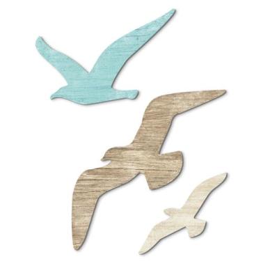 Imagem de Decoração de parede Putuo Decor Wood Seagull 3 peças de tema costeiro
