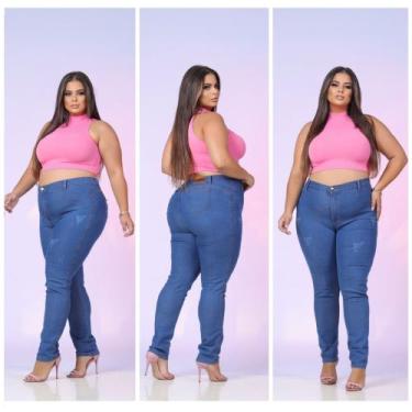 Imagem de Calça Jeans Feminina Plus Size Cintura Alta Elastano - DB, P204, 48