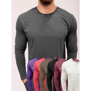 Imagem de CAMISETA DE MANGA COMPRIDA ESTONADA VARIAS CORES - Tamanhos P, M, G, G