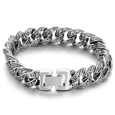 Imagem de Azubpi Pulseiras masculinas de aço inoxidável vintage tribal tatuagem pulseira multi anel ligado padrão retrô joia presente para ele