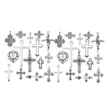 Imagem de Esquirla Conjunto de 30 pingentes de cruz leves para confecção de joias e artesanato criativo, ideais para homens e mulheres, perfeitos para brincos cintos.