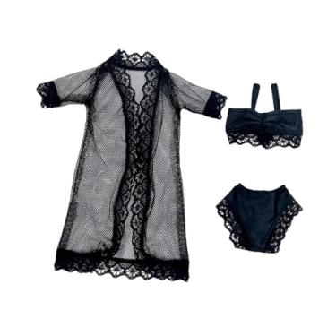 Imagem de MERIGLARE Pijama de boneca para meninas de 11,5'', roupa íntima de boneca, maiô, feito à mão, verão, roupas de banho, biquíni , Preto