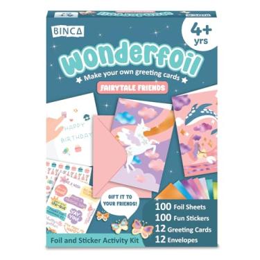 Imagem de BINCA Wonderfoil Art Kit - Unicorns & Fairies, DIY Foil Stickers & Greeting Cards, Mess-Free Craft Activity for Kids, Includes 12 Cards for Gifting, Gift for Boys & Girls Ages 4-8