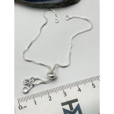 Imagem de Pulseira Gravatinha Bipartida Prata Semijoia com Zircônia - Fecho de S