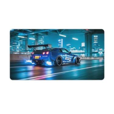 Imagem de HouLaiZhe Tapetes de mouse esportivos R35 JDM Tokyo Bay Bridge Gaming JDM Car Desk Pads grandes para teclado de mesa, computador, 40 x 75 cm
