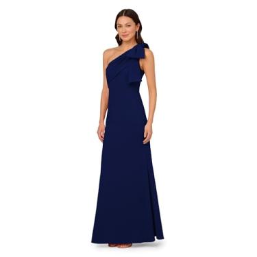 Imagem de Adrianna Papell Vestido longo feminino de crepe elástico, Cetim azul-marinho, 46