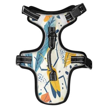 Imagem de STAYTOP Peitoral Grasshoppers and Leaves para cães/gatos, ajustável, macio, acolchoado, peitoral para animais de estimação, refletivo, sem asfixia, clipe frontal de fácil controle para cães/gatos - P