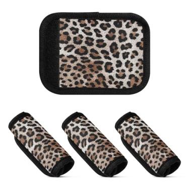 Imagem de Qilmy Pacote com 4 identificadores de bagagem com estampa de leopardo elegante para carrinho de bebê, mala de viagem, acessórios de viagem 168