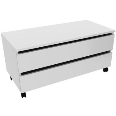 Imagem de Balcão Para Gabinete De Banheiro 2 Gavetas Com Rodízios Branco - TECNO