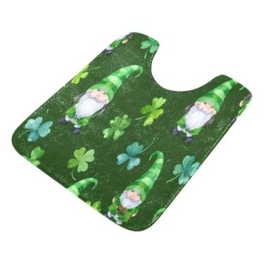 Imagem de Burbuja Tapete de banheiro St. Patrick Gnome Clover, tapete de banho absorvente de pelúcia macio, base antiderrapante para piso de banheiro, oval em forma de U
