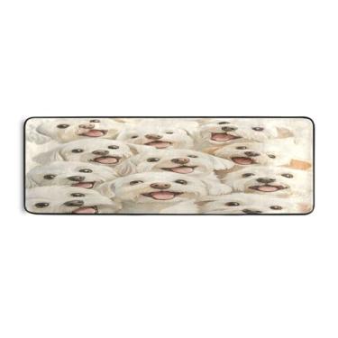 Imagem de Qilmy Tapete bonito para cães brancos 183 x 61 cm, antiderrapante, antifadiga, confortável, tapetes longos, para quarto, sala de estar, banheiro, corredores, entrywa432