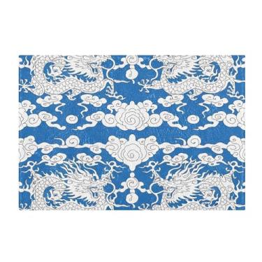 Imagem de Burbuja Tapete de banho Dragons Clouds, tapete de banheiro absorvente extra macio com suporte antiderrapante para banheiro, banheira e chuveiro, 40,6 x 61 cm