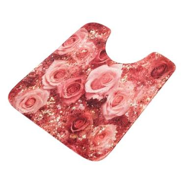 Imagem de Burbuja Tapete de banho Roses Glitter, tapete de banheiro absorvente extra macio com suporte antiderrapante para banheiro, banheira de chuveiro, 40,6 x 61 cm