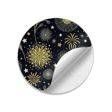 Imagem de Autocolantes Adesivos Redondos Ano Novo 25 Unidades Com Estampa de Fogos de Artifício - Tamanho 85x85cm