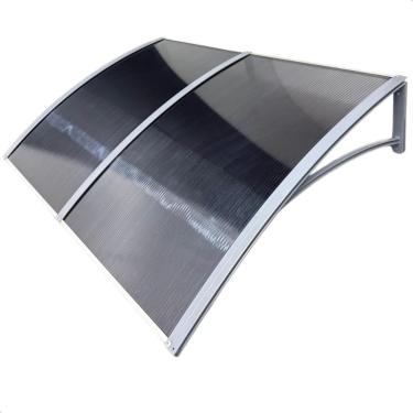 Imagem de Toldo Policarbonato 100 a 200x70cm Alta Resistência, Proteção UV area externa portas e janelas, Ideal para Área Externa, Portas e Janelas Residenciais(Cinza c/fumê,120x70cm)