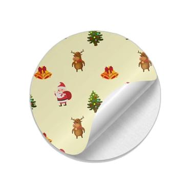 Imagem de Adesivos Natalinos Redondos Papai Noel 25 Unidades Para Decoração de Presentes - Tamanho 50x50cm