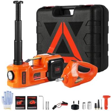 Imagem de Kit de Macaco para Carro Elétrico 5 Toneladas, Macaco Eletrico para Carro 12 V, Macaco de Piso Hidráulico 3 em 1 com Chave de Impacto e Inflador de Pneus com Luz LED, Faixa de Elevação de 14.5-45 cm