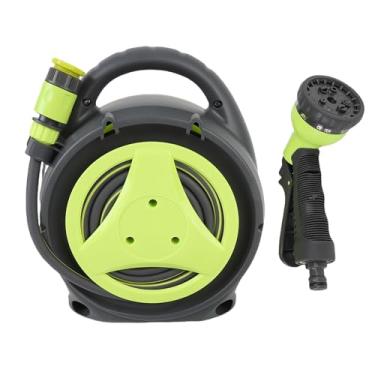 Imagem de AUNMAS Carretel de Mangueira de Jardim Retrátil, Materiais Premium, Armazenamento Multifuncional, Comprimento de 12 M, Perfeito para Uso Externo Em Gramado e Pátio