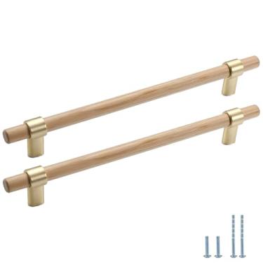 Imagem de Evionlin 6 peças 19 cm ouro cinza madeira cilíndrica longa nogueira madeira zinco liga de zinco puxadores de gaveta puxadores de gaveta