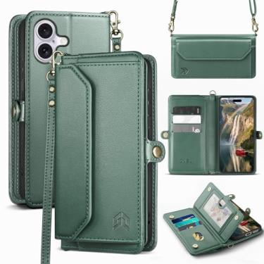 Imagem de DJBull Capa carteira para iPhone 17 de 6,3 polegadas com suporte para cartão, alças de ombro e pulseira, couro PU macio, encaixe magnético, capa de telefone flip para mulheres e homens para Apple 17