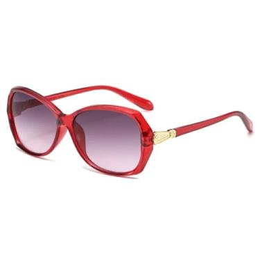 Imagem de HCPIHF Óculos de sol grandes e modernos, armação grande, feminino, com degradê duplo, UV400 (JH15889-C4)