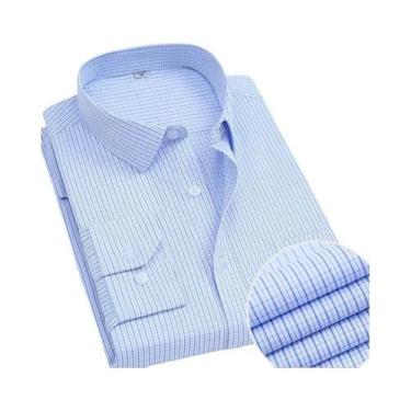 Imagem de Camisa Masculina Slim Fit Listrada De Manga Longa, Não Amassa, Antirru