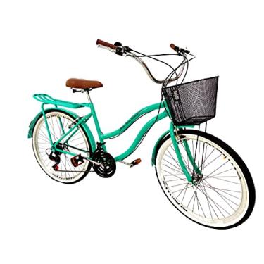 Imagem de Bicicleta aro 26 retrô 18 marchas cesta metálica bagageiro