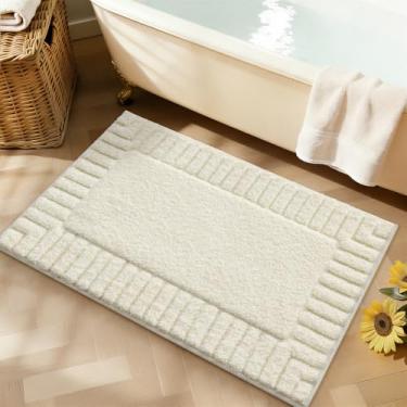 Imagem de LUMI Tapetes de banheiro antiderrapantes com suporte de borracha, tapete de banho de microfibra de pelúcia extra macio, absorvente, lavável na máquina, tapete de banho de secagem rápida para banheira