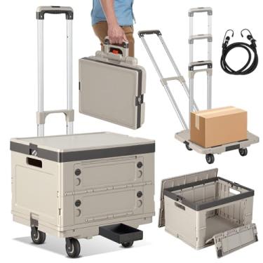 Imagem de Fuairmee Carrinho de rodinhas 3 em 1 com rodas e uma alça, capacidade de 59,9 kg para uma plataforma/carrinho de compras/caixa de armazenamento empilhável, utilitário dobrável para professores