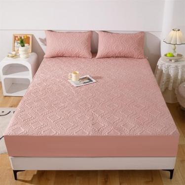 Imagem de Lençol com elástico alto, lençol de cama, protetor de colchão coleção de hotel, ultramacio e lavável, para sofás e colchões ajustáveis - rosa | 90 x 200 cm