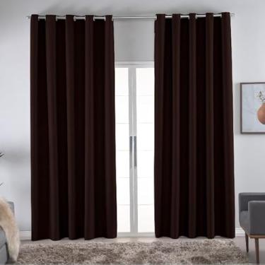 Imagem de Cortina Blackout Total para Sala e Quarto com Ilhós Cromado - Tecido Bloqueador de Luz 100%, Privacidade Absoluta, Isolamento Térmico e Acústico(Marrom,6,00 X 2,80)