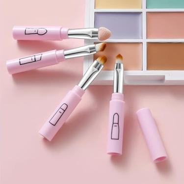Imagem de Conjunto de pincéis de maquiagem multifuncionais 4 em 1, gadget de maquiagem, pincel removível para sombra, esponja para casa, viagens